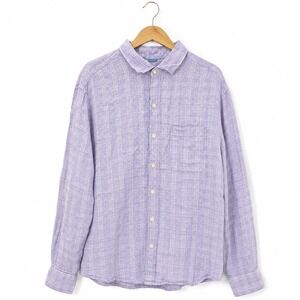 Tommy Bahama Mens Purple Plaid 100% Linen Long Sleeve Button Shirt ST325395 L